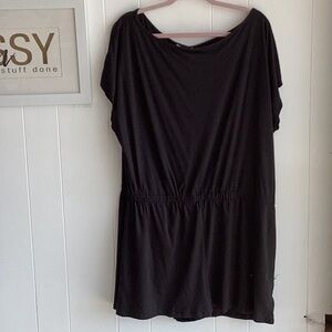 Off the shoulder black romper with pockets